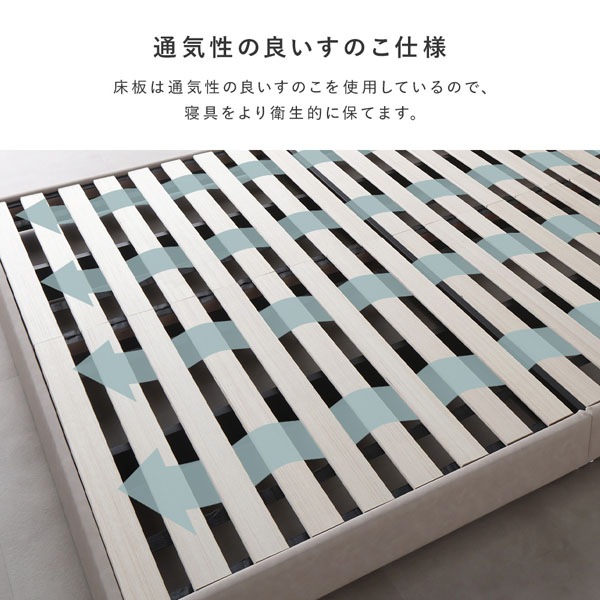 レザー調 ローベッド セミダブル ベッドフレームのみ グレージュ 合皮 