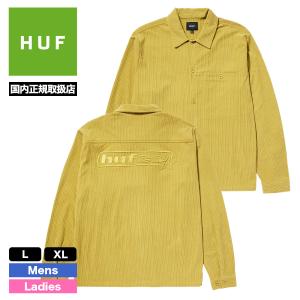 HUF ハフ カジュアルシャツ メンズ レディース コーデュロイ バック 刺繍 イエロー  L XL...