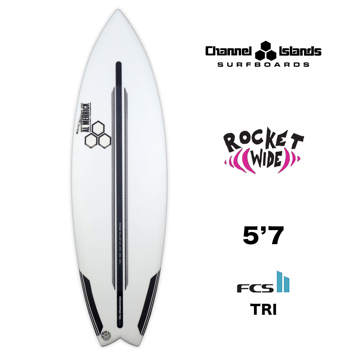 Channel Islands チャネルアイランズ サーフィン ロケットワイド 5.7 小波 ショートボード トライフィン ROCKET WIDE  5'7 fcs2【506931】