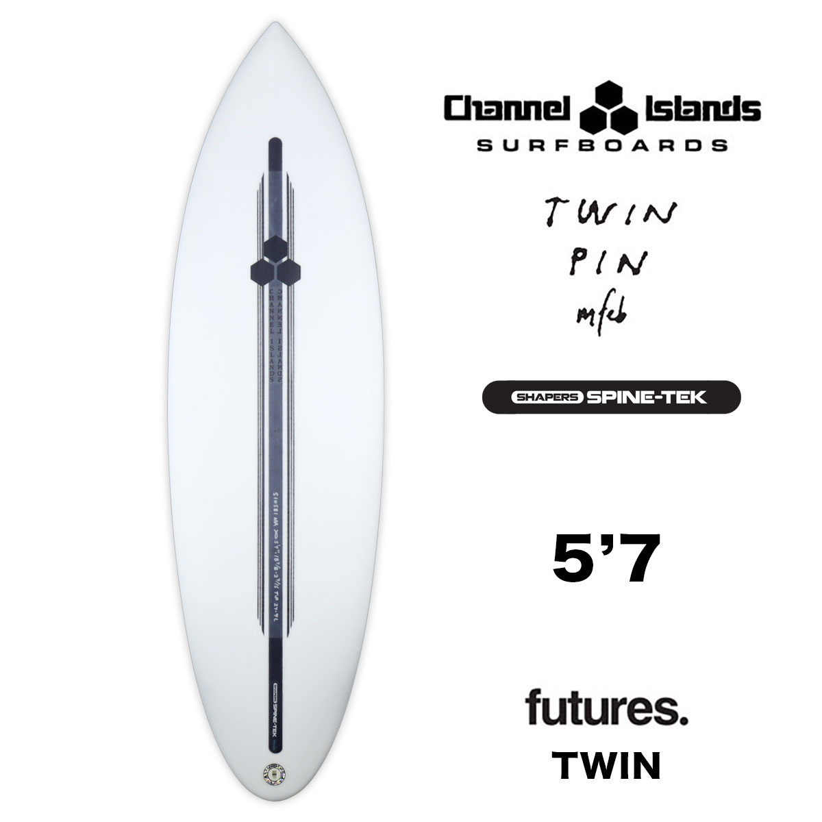 Channel Islands チャネルアイランズ サーフボード ショートボード ツインピン スパインテック TWIN PIN 5.7 チャンネル【510581】｜surfboard-skate-jack｜02