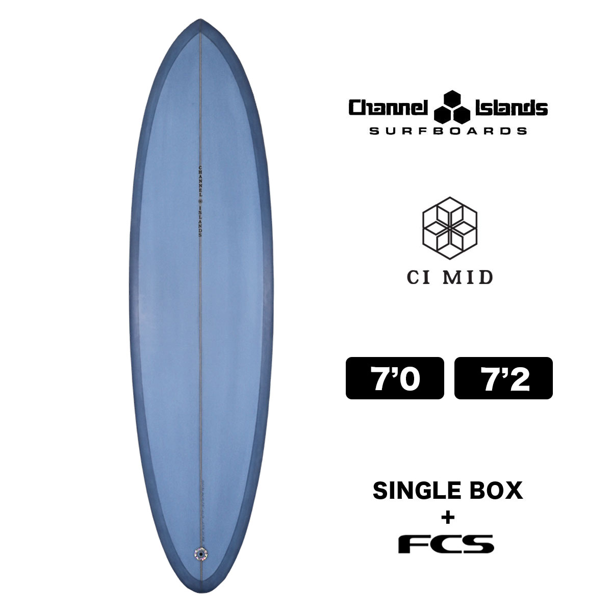 チャンネルアイランズ サーフボード ミッドレングス ファンボード シーアイミッド 7.0 7.2 ブルー 2＋1 チャンネルアイランド Channel  Islands CI MID 7'0 7'2
