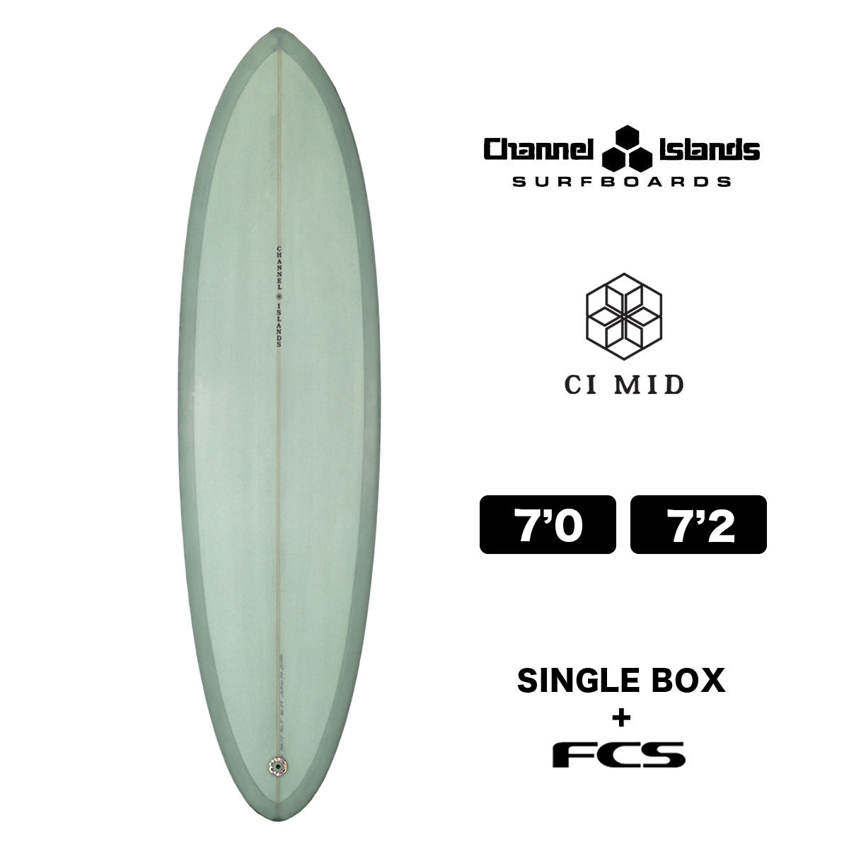 Channel Islands チャネルアイランズ ミッドレングス サーフボード ファンボード シーアイミッド 7.0 / 7.2 セージ 2＋1  チャンネルアイランド | CI MID