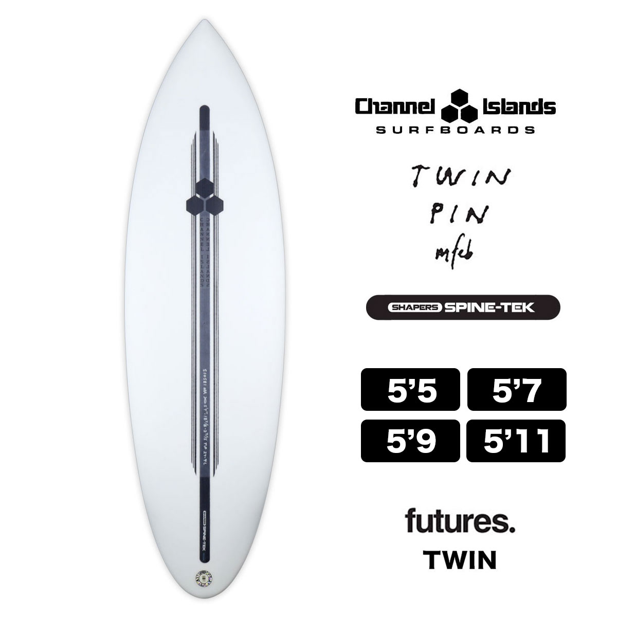 チャンネルアイランド ツインピン スパインテック Channel Islands TWIN PIN SPINE TEK チャンネルアイランズ ショートボード ボード アルメリック ツインピン｜surfboard-skate-jack｜02