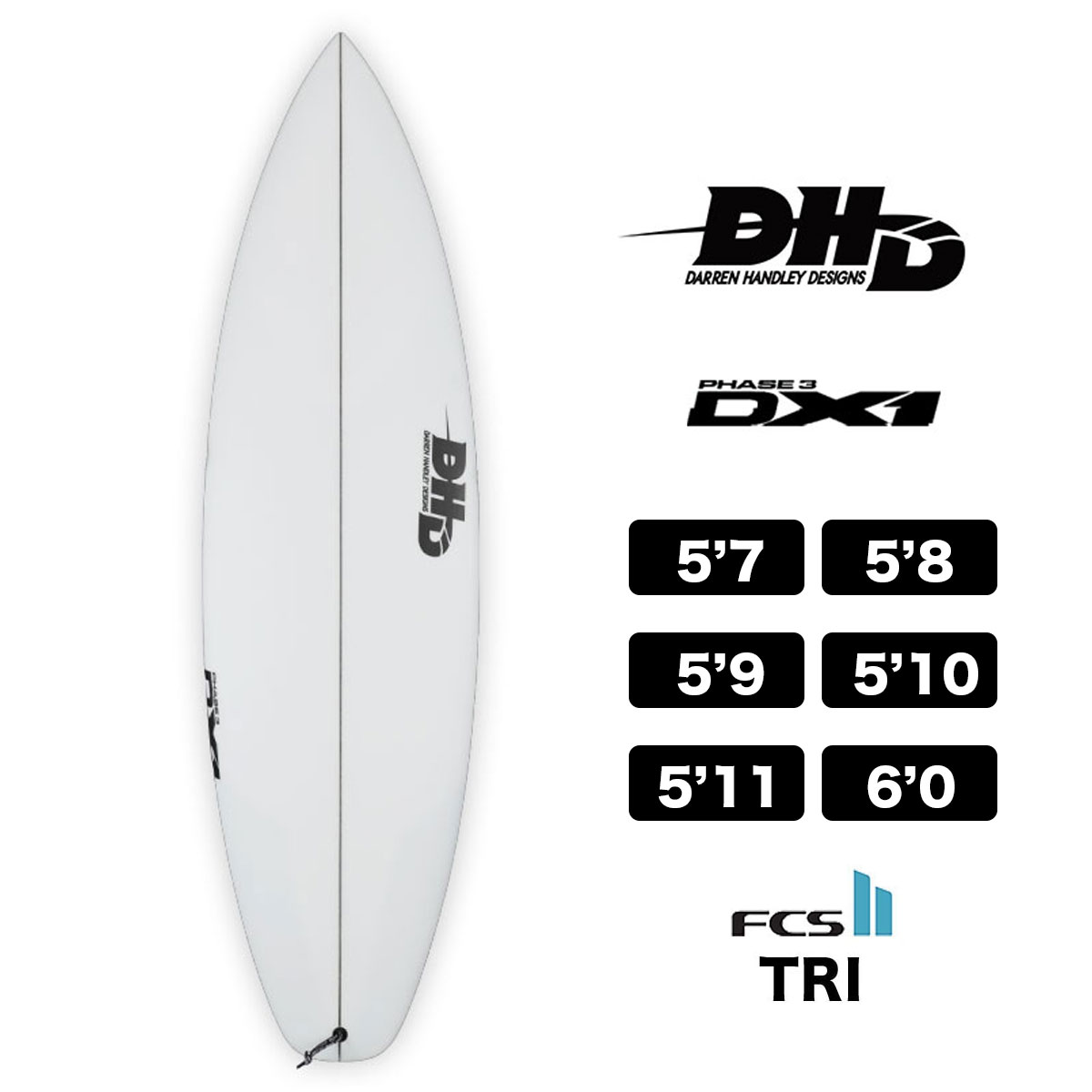 DHD SURFBOARDS DX1 PHASE3 ダレンハンドレーデザイン ディーエックス1 フェーズ3 ショートボード パフォーマンスショート FCS2 サーフボード トライ クリア｜surfboard-skate-jack｜02