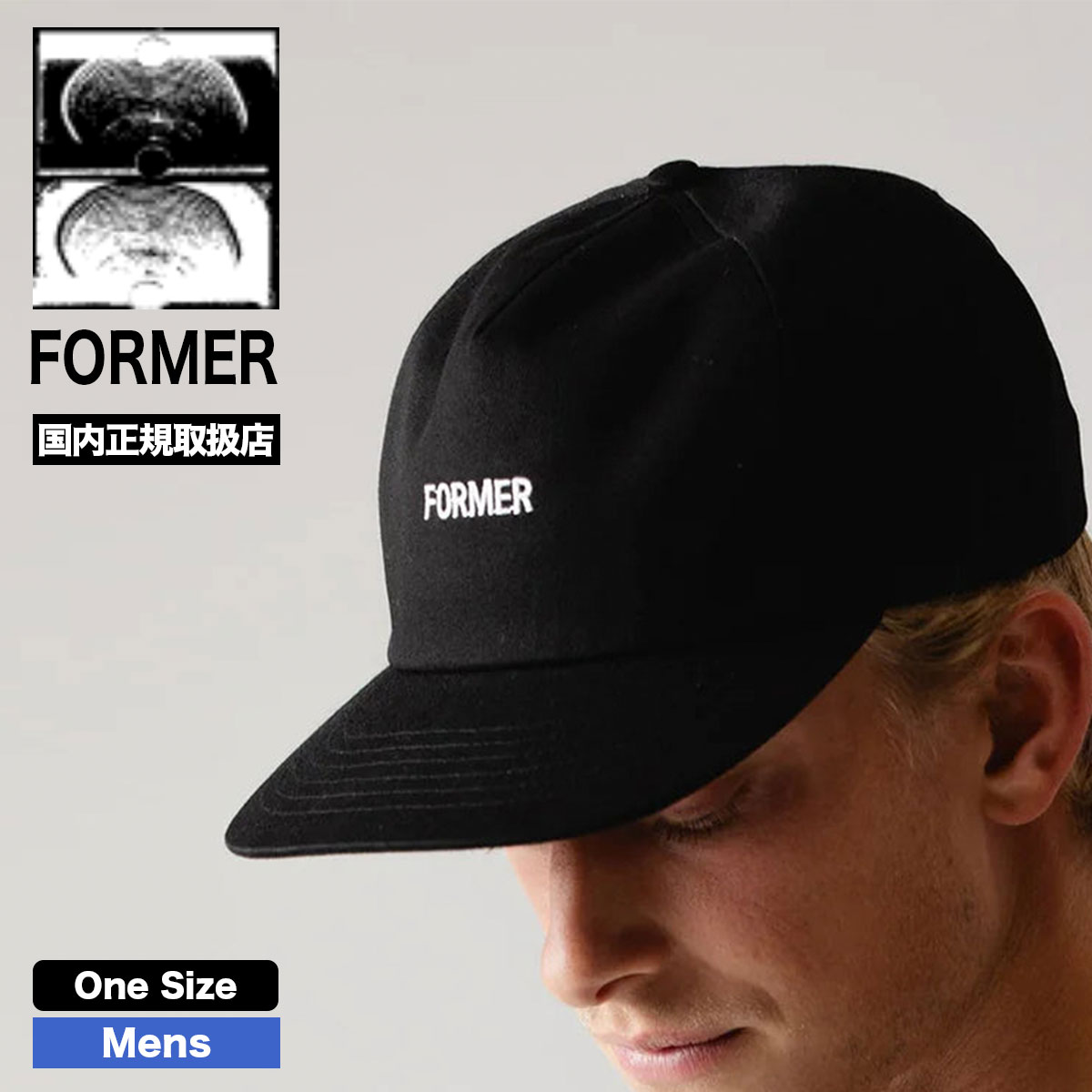 FORMER フォーマー メンズ キャップ 帽子 ロゴ 刺繍 シンプル ブラック カーキ サイズ調節...