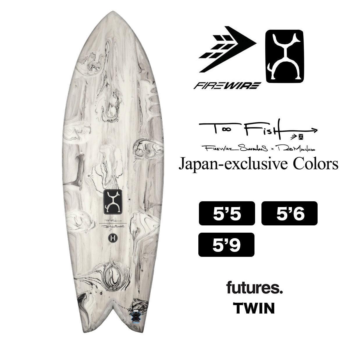 ファイヤーワイヤー サーフボード トゥーフィッシュ FIREWIRE Too Fish japan exclusive Color Black 5.6  ロブマチャド サーフィン ブラック 5'6【2024年入荷】