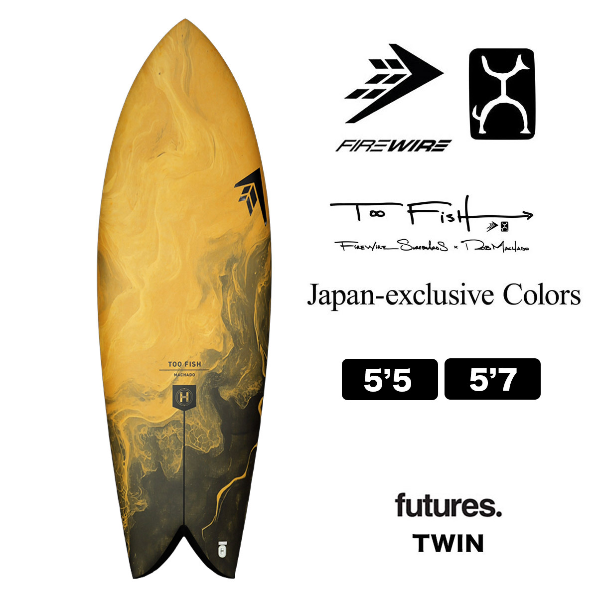 FISH 5'7\" ツインフィン　サーフボード　レトロフィッシュ FISH 5'7