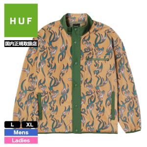 【SALE】 HUF ハフ フリース ジャケット アウター メンズ レディース 総柄 スナップ オー...