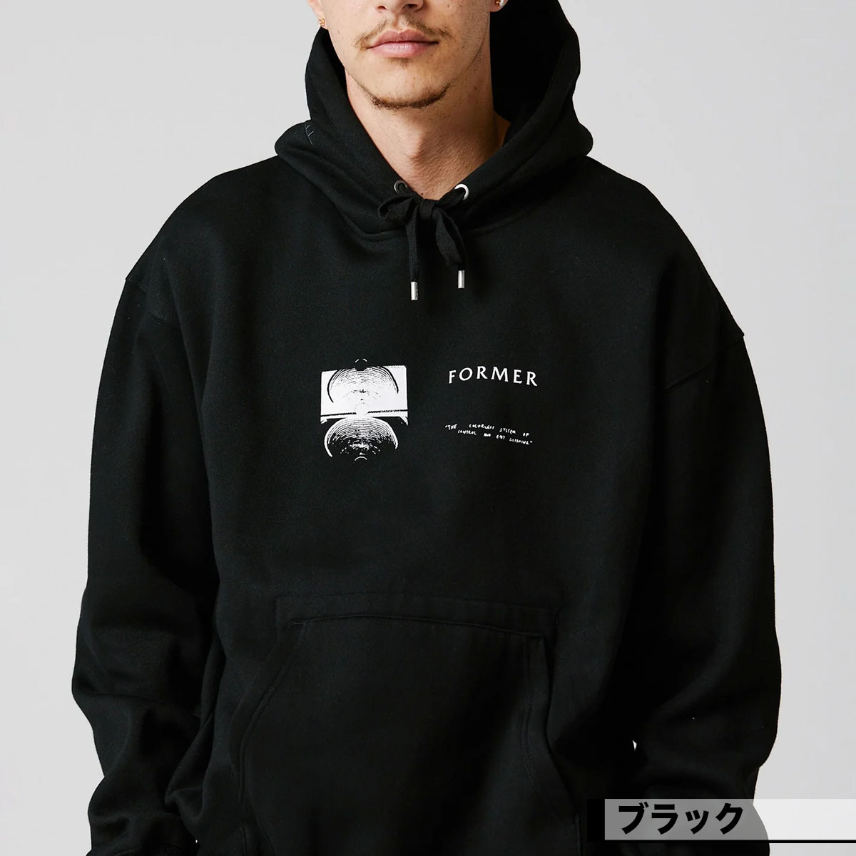 24AW 未使用品 マスターマインド バック スカル フリース パーカー 黒 L VANSON × MASTERMIND WORLD BONE HOODIE マスターマインド