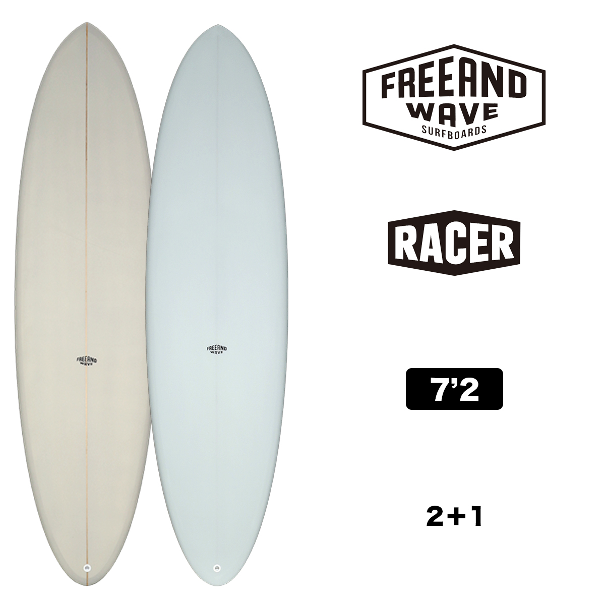 サーフィン・ボディボード FREE AND WAVE RACER 7'2 サーフボード サーフィン 初心者 おすすめ ミッドレングス 7.2 フィン