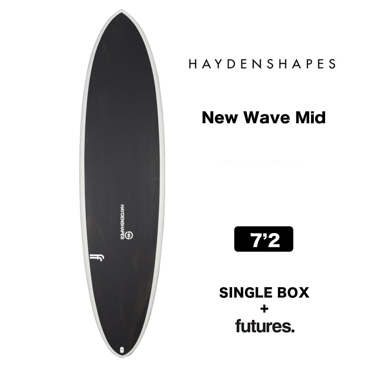 HAYDENSHAPES NEW WAVE MID 7.2 ヘイデン シェイプス ニュー ウェーブ ミッド 7'2 ファンボード 2+1 サーフボード サーフィン ブラック【HS0019】2023｜surfboard-skate-jack｜02