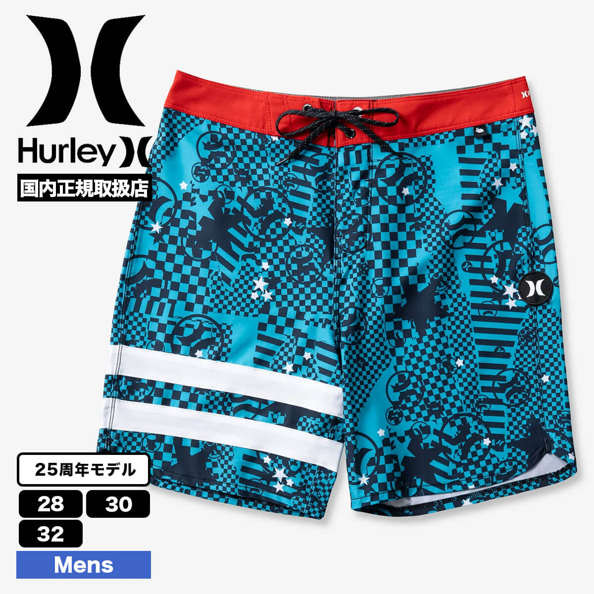 【HURLEY 25周年モデル】ハーレー メンズ 水着 ボードショーツ サーフィン チェック ブラン...