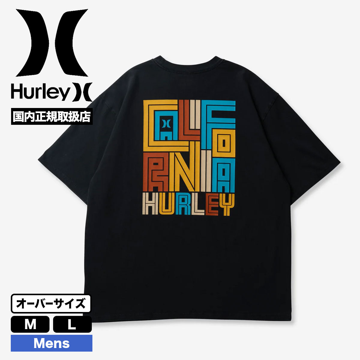 HURLEY ハーレー メンズ 半袖Tシャツ トップス ロゴ バックプリント オーバーサイズ 大きめ...