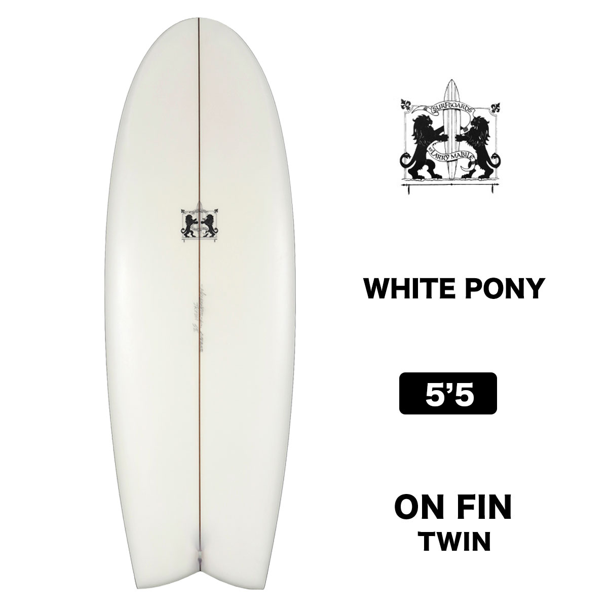 ラリーメイビル サーフボード ホワイト ポニー フィッシュ 5'5 サーフィン オンフィン ツインフィン surfboards LARRY MABILE WHITE PONY FISH 5.5【jk2301】｜surfboard-skate-jack｜02