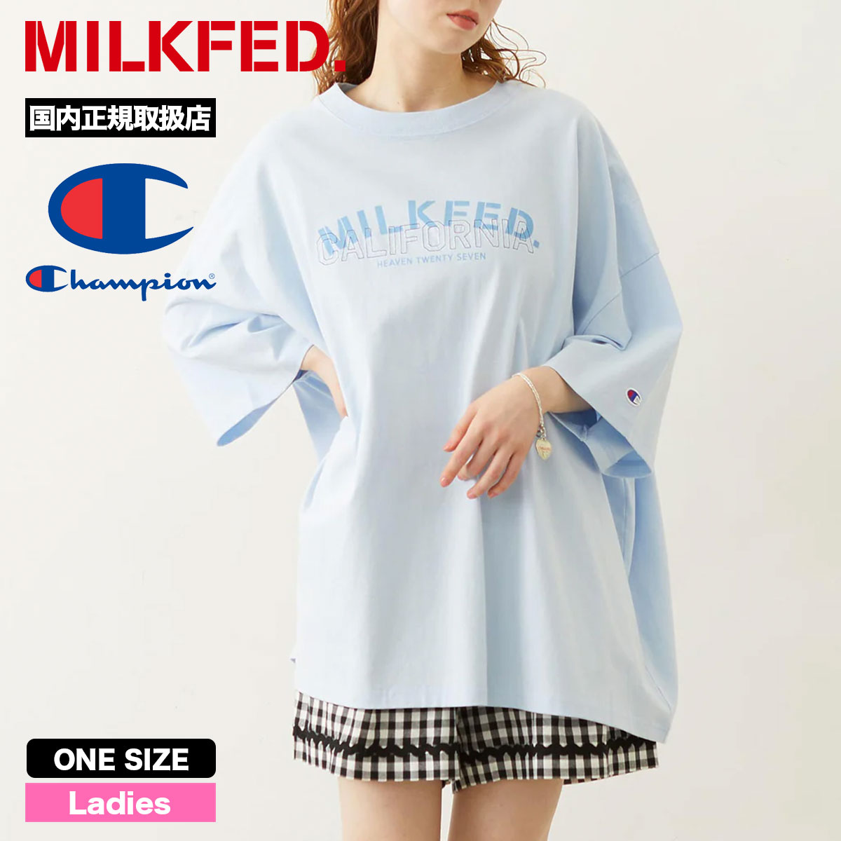 MILKFED.（ミルクフェド） レディース 半袖Tシャツ 5分袖 ビッグT 