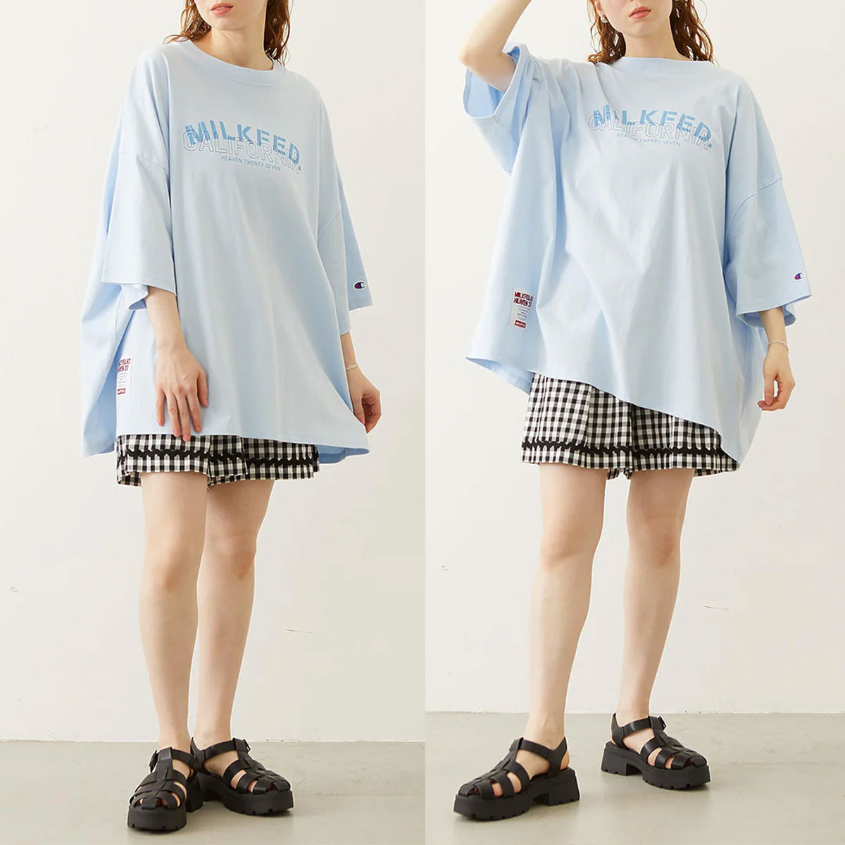 MILKFED.（ミルクフェド） レディース 半袖Tシャツ 5分袖 ビッグT 