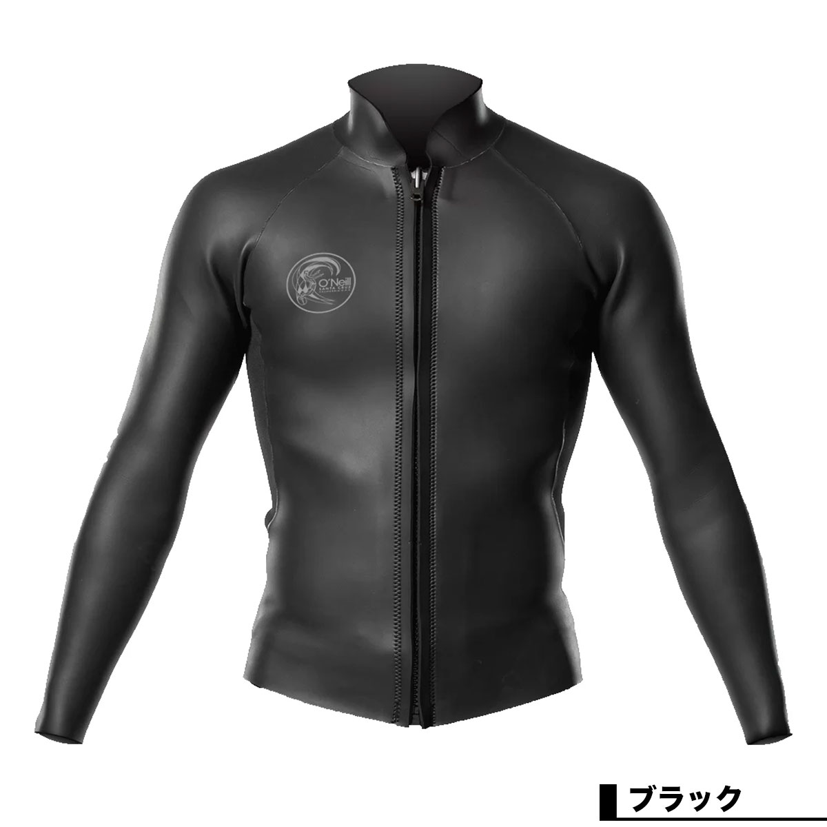 O'Neill ブラック フルジップ タッパー O'NEILL（オニール） メンズ ウェットスーツ LSタッパー 長袖 2mm