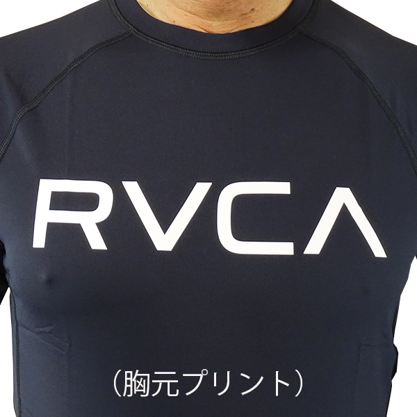 RVCA/ルーカ メンズ半袖ラッシュガード S/S RASHGUARD BLACK UVA/UVB 男性用水着 UVカット  0120[返品、交換及びキャンセル不可]