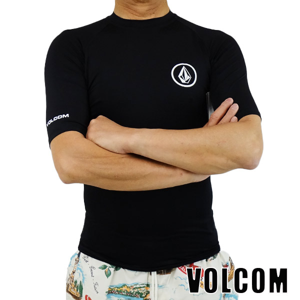 VOLCOM/ボルコム メンズ半袖ラッシュガード LIDO SOLID S/S BLACK UPF