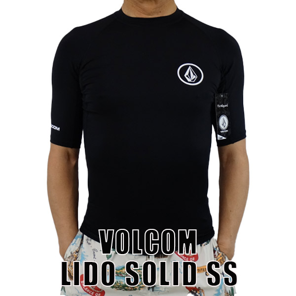 VOLCOM/ボルコム メンズ半袖ラッシュガード LIDO SOLID S/S BLACK UPF 