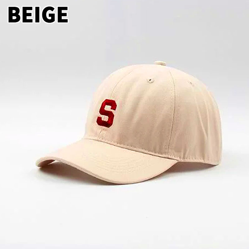 CAP/キャップ 男女兼用 「S」刺繍 ワンポイント 帽子 選べる3カラー BLACK/BEIGE/...
