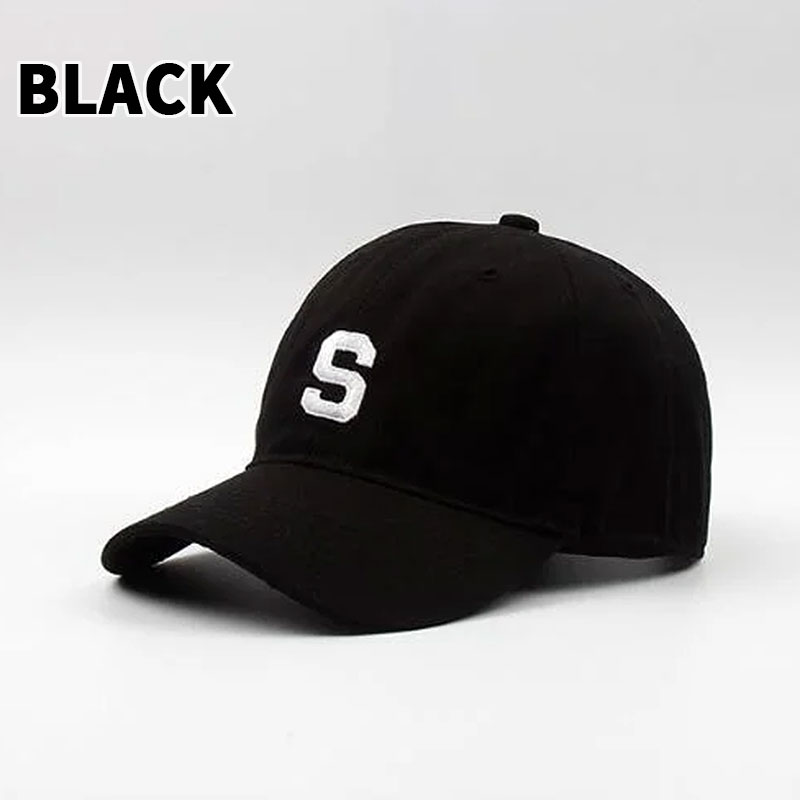 CAP/キャップ 男女兼用 「S」刺繍 ワンポイント 帽子 選べる3カラー BLACK/BEIGE/...