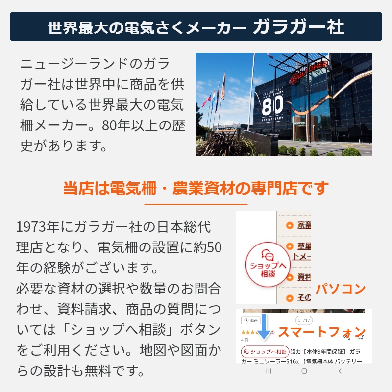 世界一の電気柵メーカーガラガー社の日本総代理店です