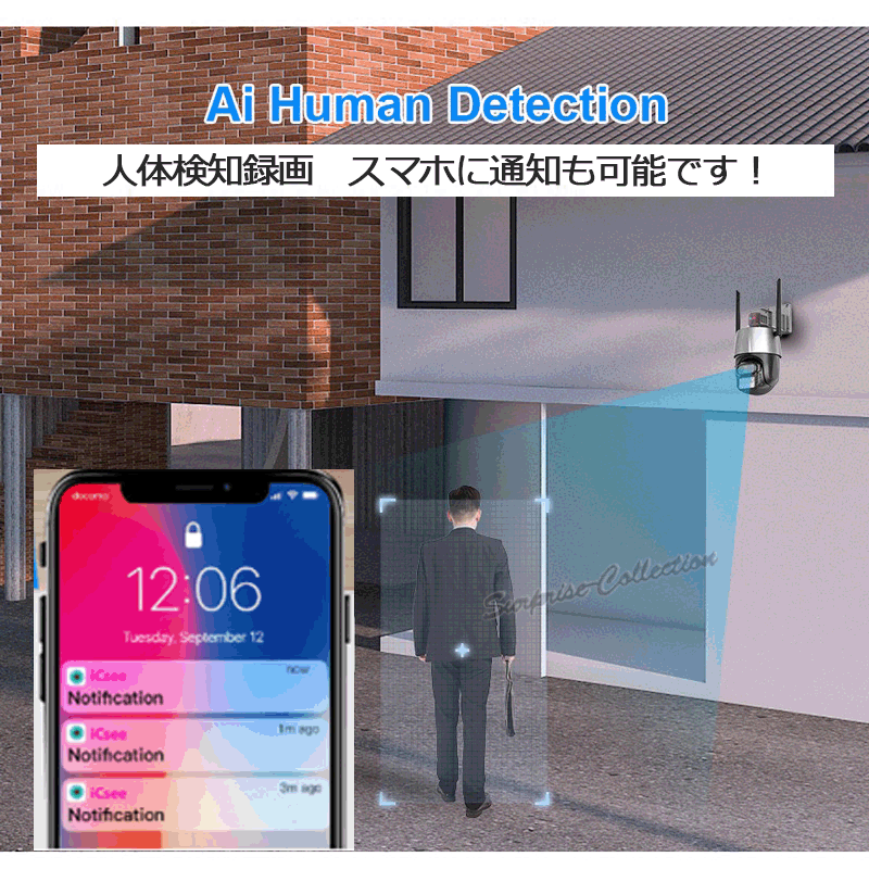 訳あり サンプル 800万画素 防犯カメラ 屋外 8倍ズーム ワイヤレス