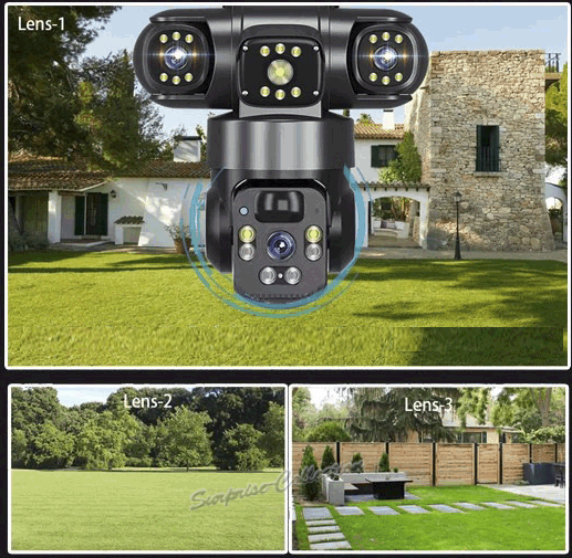 防犯カメラ 屋外 ソーラー 2K解像度 WiFi 屋外 監視 ワイヤレス 3つ 3レンズ 3画面 ソーラー防犯カメラ 屋外 ワイヤレス WiFi 常時