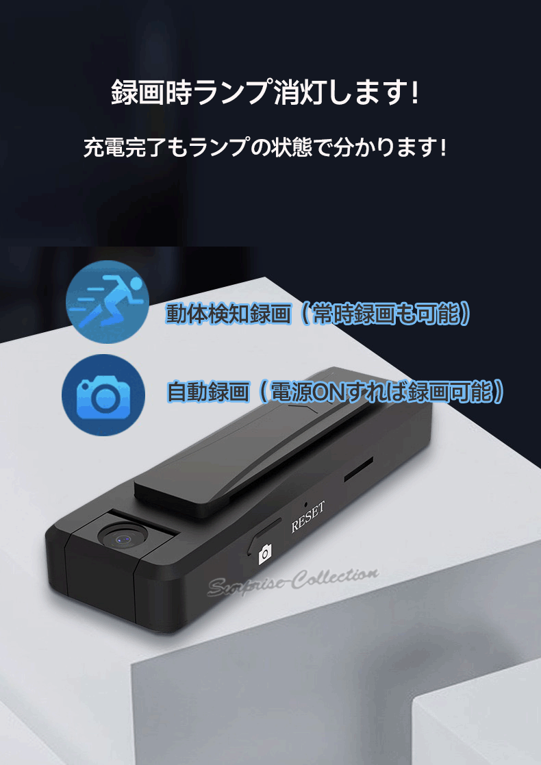 ポップアップ　カメラ本体 クリップ型防犯カメラ 小型カメラ ワンタッチ録画 動体検知 OTG