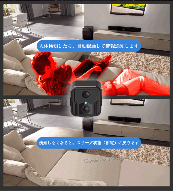 防犯カメラ 小型 人感センサー 長時間録画 ワイヤレス wifi 無線 SD