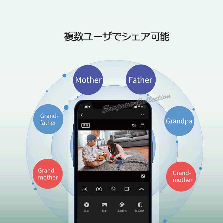 防犯カメラ 360度 Tuyaアプリ 200万画素 Wifi 常時録画 SDカード録画 動体検知 赤外線 双方向音声 屋内 監視カメラ : u2 :  サプライズコレクション - 通販 - Yahoo!ショッピング