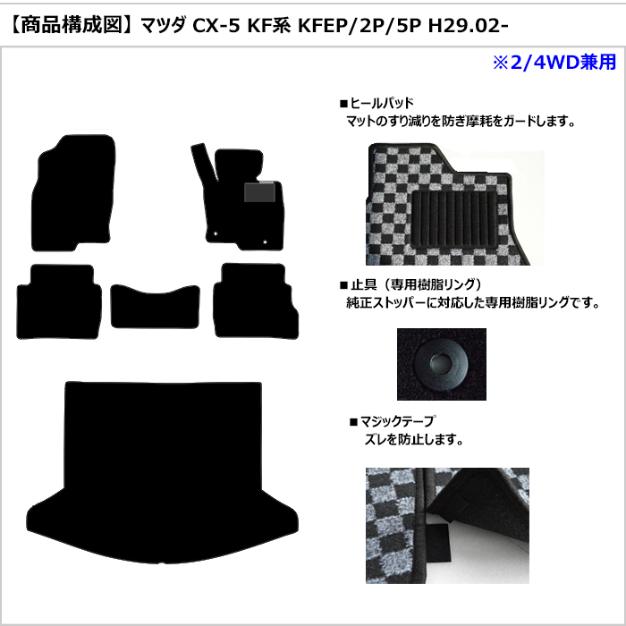 「２３日限定P10倍」厚さ20mm 高級マット マツダ　新型　CX-5　KF系　フロアマット + トランクマット (ラゲッジマット)「最高級フロアマット」 自社生産マット｜surprise-parts｜02