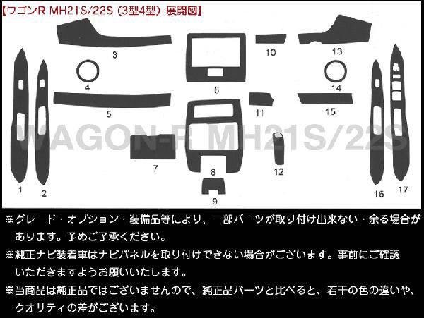 送料無料 ワゴンＲ MH21S/MH22S(3型4型） ３Ｄインテリアパネル 17P