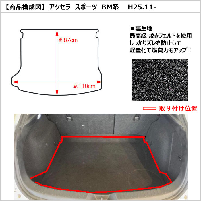 マツダ 純正 AXELAロゴ入り アクセラスポーツ BM系 ラゲッジトレイ 防水 Aviles（アヴィレス） アクセラスポーツ BM系 ラゲッジマット フロア