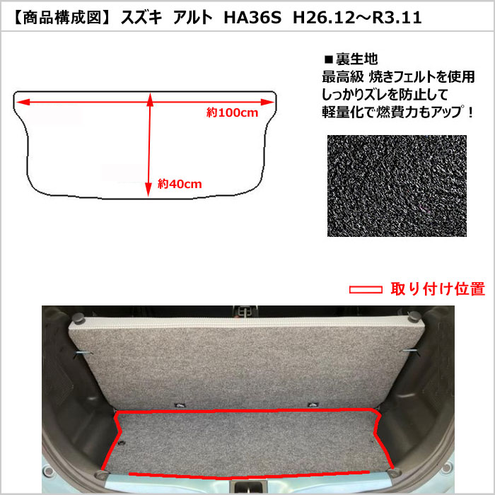 Aviles（アヴィレス） アルト HA36S ラゲッジマット フロアマット