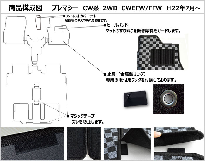 厚さ20mm 高級マット マツダ プレマシー CW系 フロアマット 「最高級