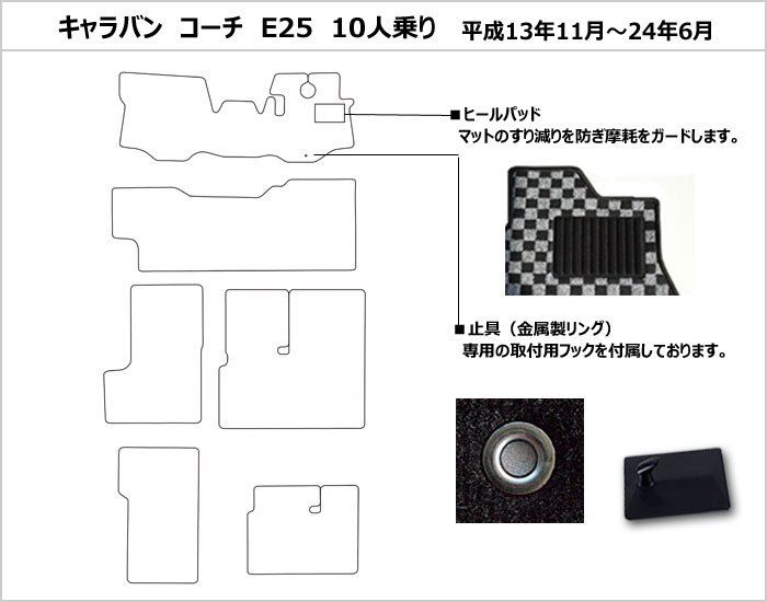 Aviles（アヴィレス） キャラバン コーチ E25 フロアマット「高品質で