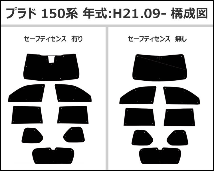 Aviles 150系プラド　車中泊用サンシェード Aviles（アヴィレス） 一台分 トヨタ ランドクルーザー プラド 150系