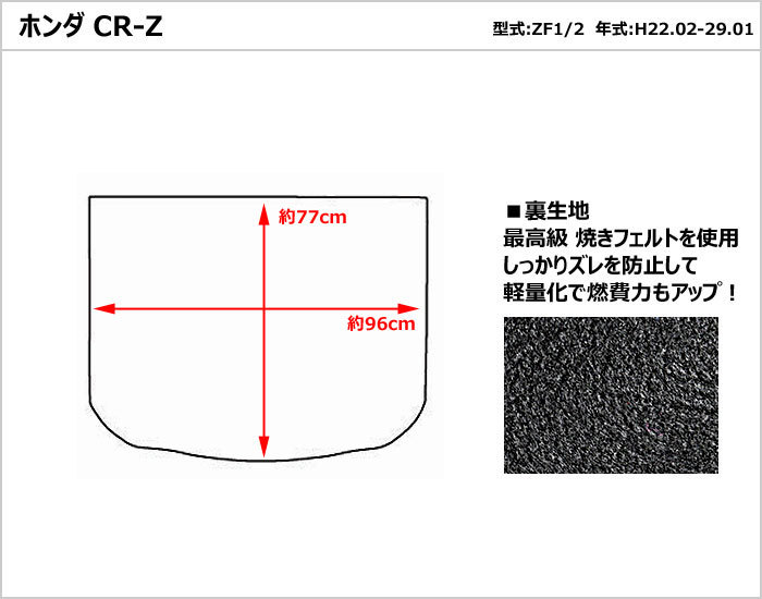 「25日限定P10倍」ホンダ CR-Z ZF1 ZF2 ラゲッジマット フロア