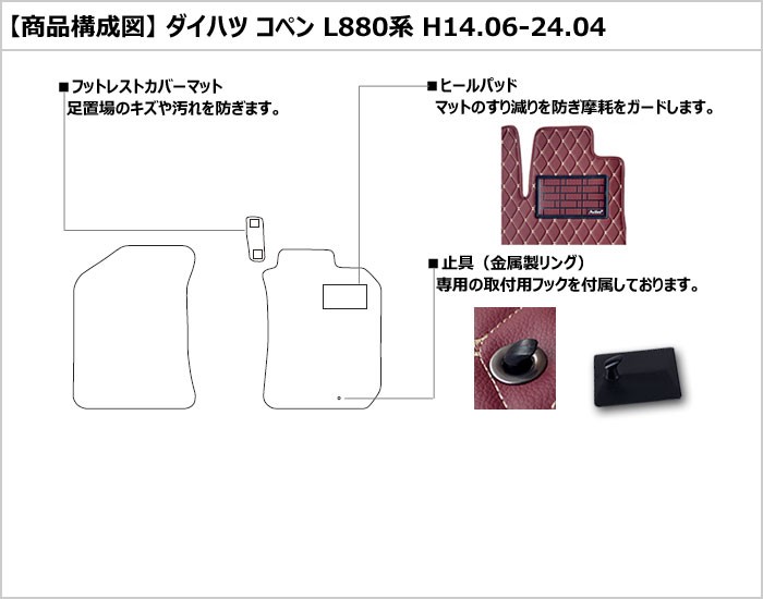 コペン L880K フロアマット ダイハツ 「次世代レザーマット」 : ta000036123 : アヴィレスストア - 通販 -  Yahoo!ショッピング