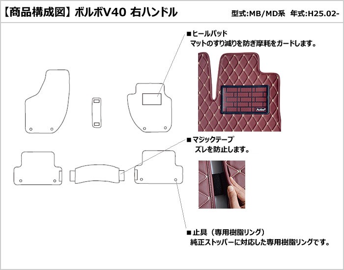 大注目 コイルマット ボルボ V40 MB/MD系 VOLVO V40 フロアマット 外国