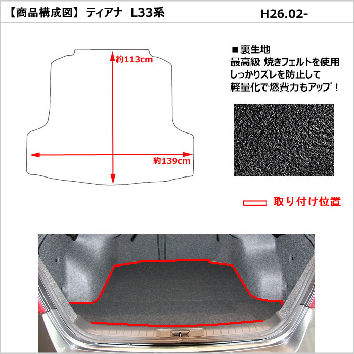Aviles（アヴィレス） ティアナ L33 ラゲッジマット フロアマット