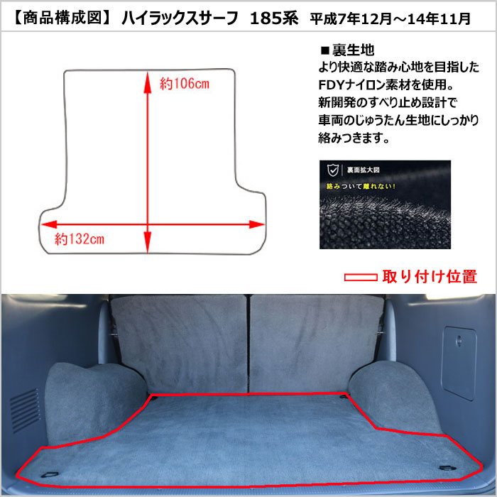 Aviles ハイラックスサーフ 185系 ラゲッジマット フロアマット