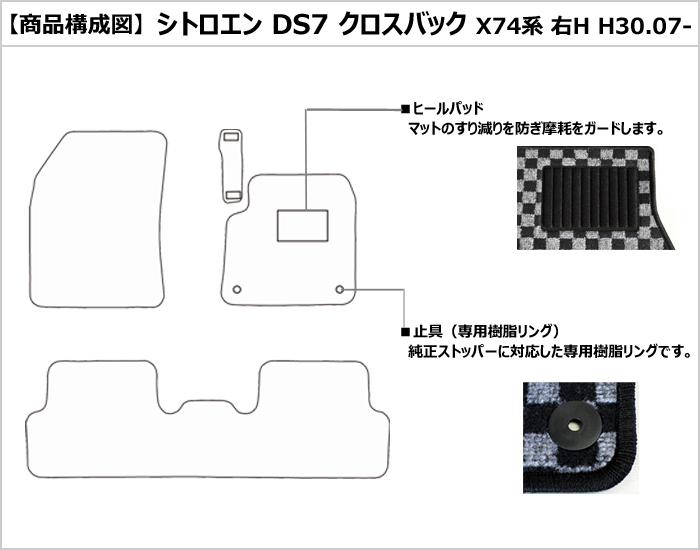 厚さ20mm 高級マット シトロエン DS7 クロスバック X74系 H30.07