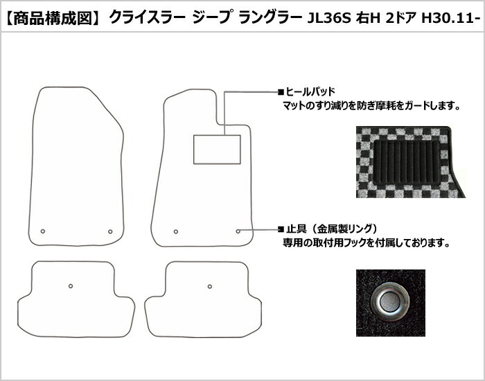 クライスラー ジープ・ラングラー JL36S H30.11- フロアマット 右