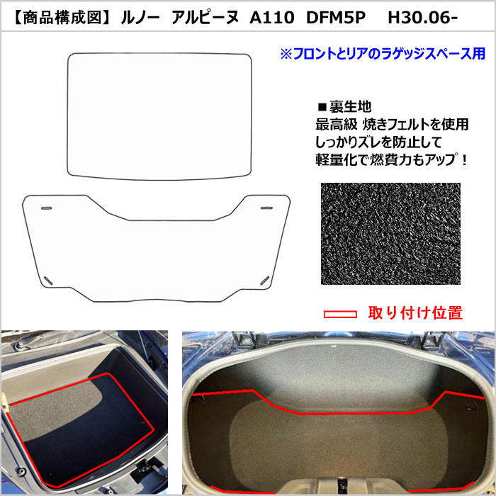 Aviles（アヴィレス） アルピーヌ A110 DFM5P ラゲッジマット フロア