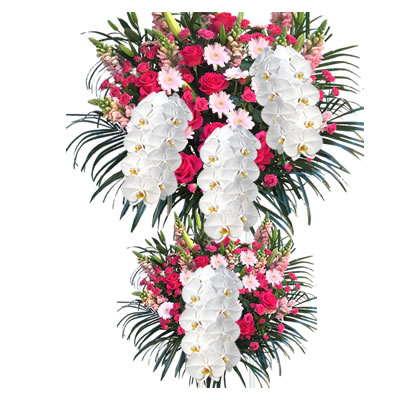 胡蝶蘭付きスタンド花(2段) 花色選べる5色 40000円(税別) 180cm位 設置