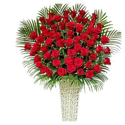 スタンド花(アイアン) 大輪バラ60本 30000円(税別) 180cm位 設置＆回収無料 東京都 神奈川県 福岡県のみ お祝い 開店 開業 開院 花【wd】 |  | 01