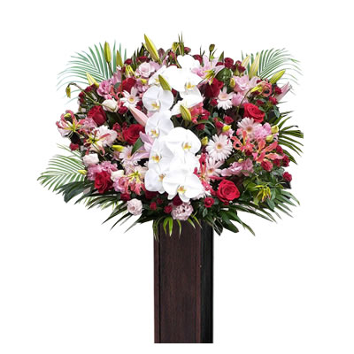 胡蝶蘭付きスタンド花(木製) 花色選べる5色 20000円(税別) 180cm位